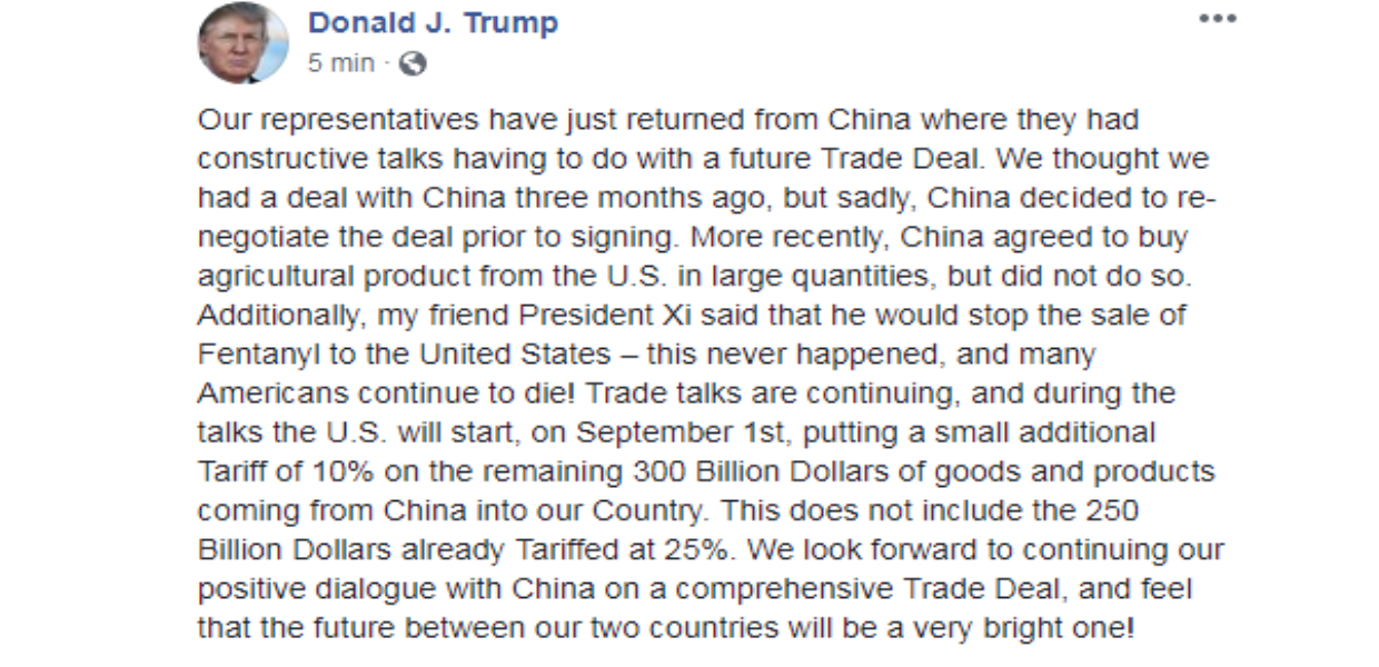 Trump comprova: com chineses nem papel por escrito