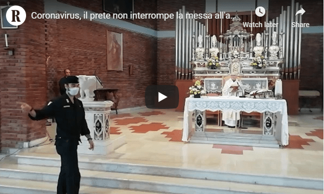 Sacerdote italiano se recusa a interromper a missa. Nossos cumprimentos