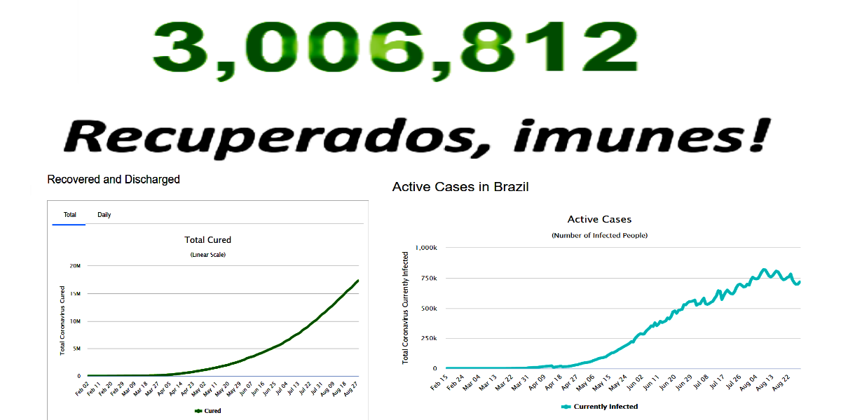 Brasil ultrapassa três milhões de curados, imunes! Quarentena socialista até quando?