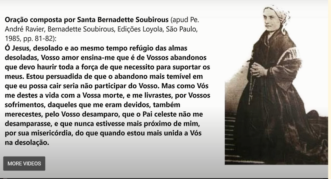 Oração de Santa Bernadette a Jesus desolado e refúgio das almas desoladas