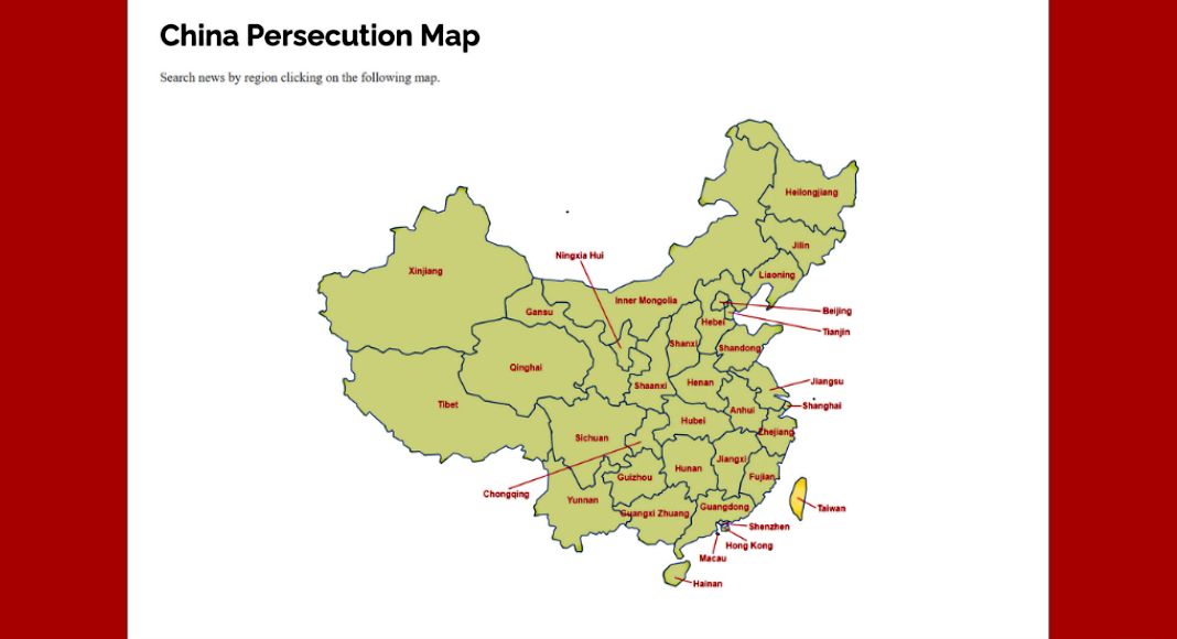Breves: mapa da perseguição religiosa na China comunista
